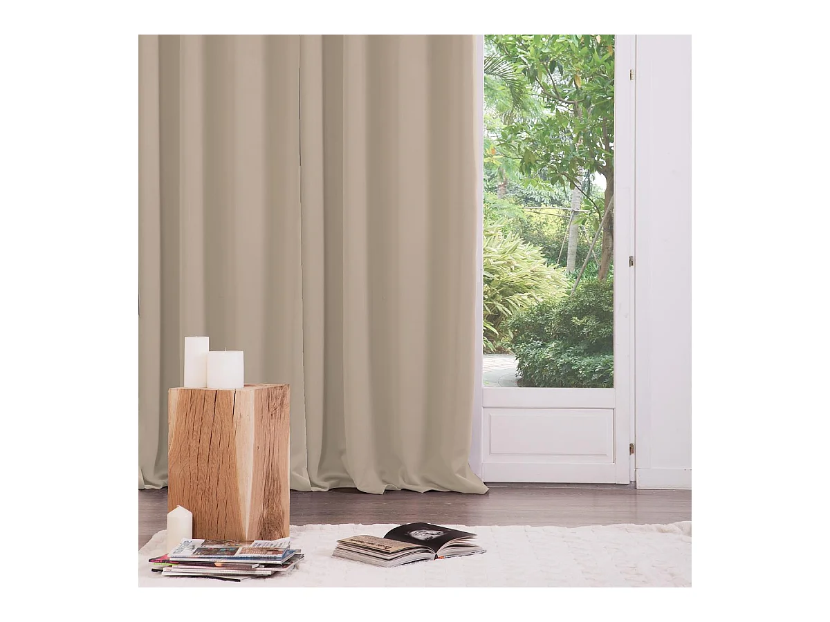 Lot de 2 Rideaux Occultants Beige Lin 135 x 240 cm