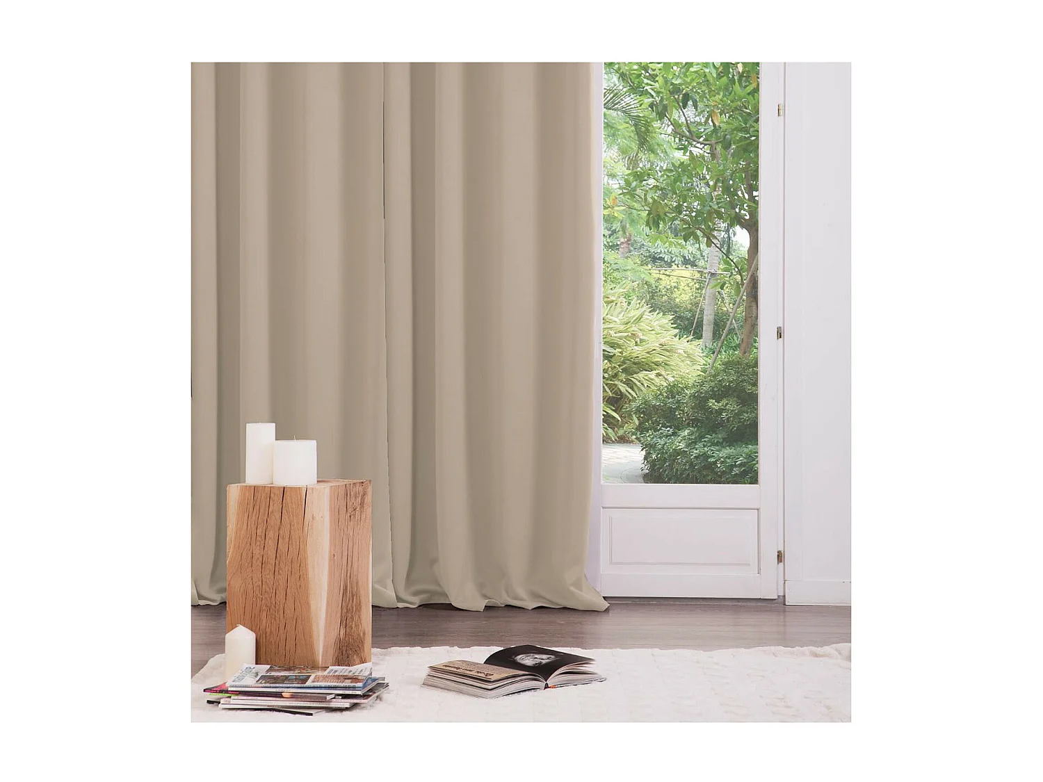 Lot de 2 Rideaux Occultants Beige Lin 135 x 240 cm