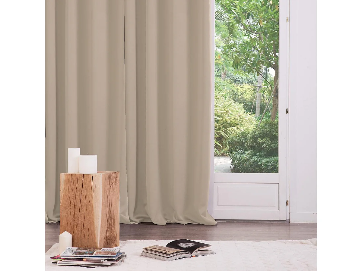 Lot de 2 Rideaux Occultants Beige Lin 135 x 240 cm