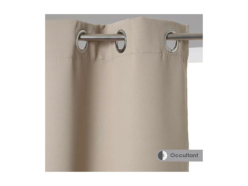 Lot de 2 Rideaux Occultants Beige Lin 135 x 240 cm