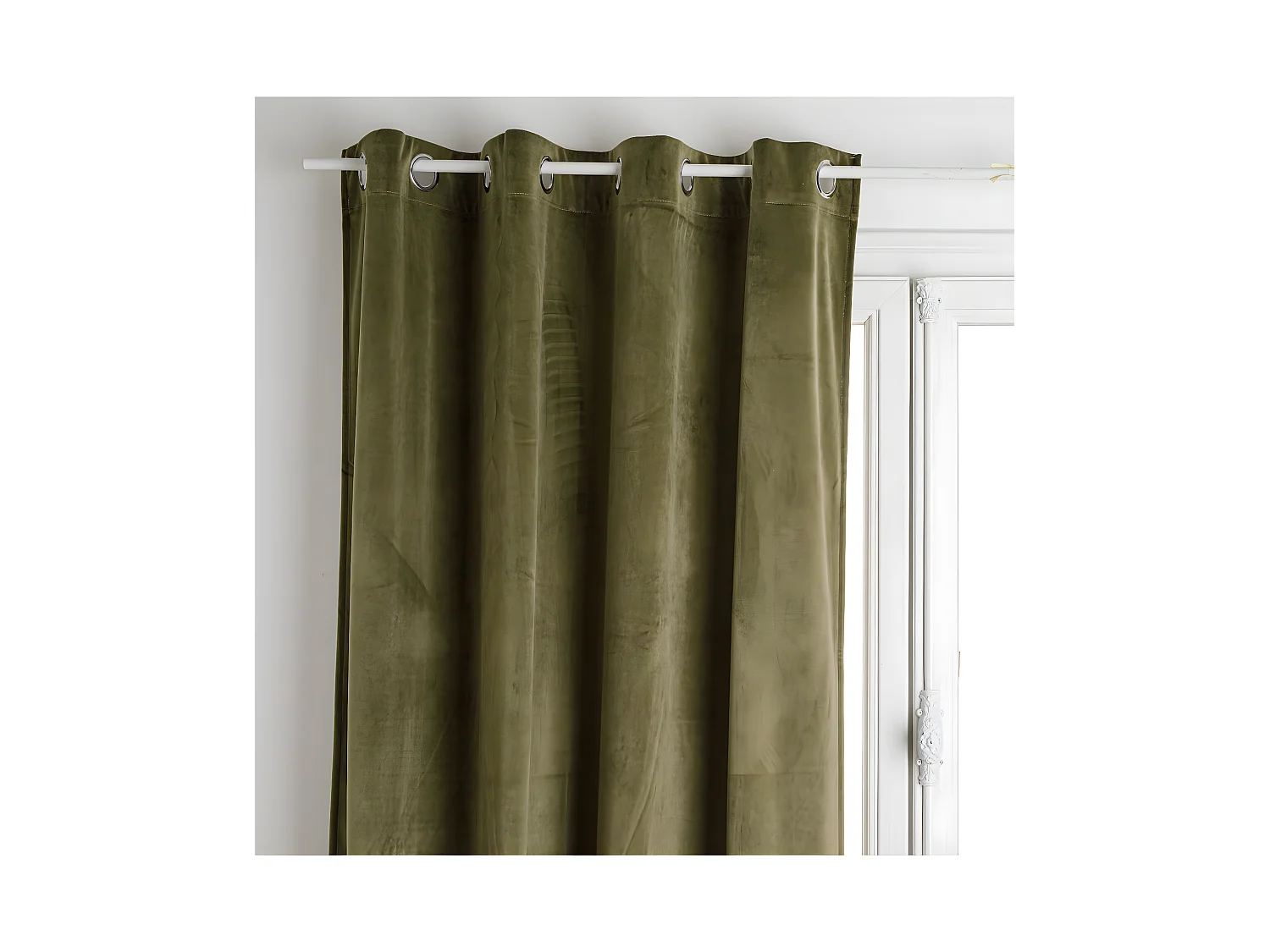 Rideau occultant velours - 140 x 260 cm - Vert kaki