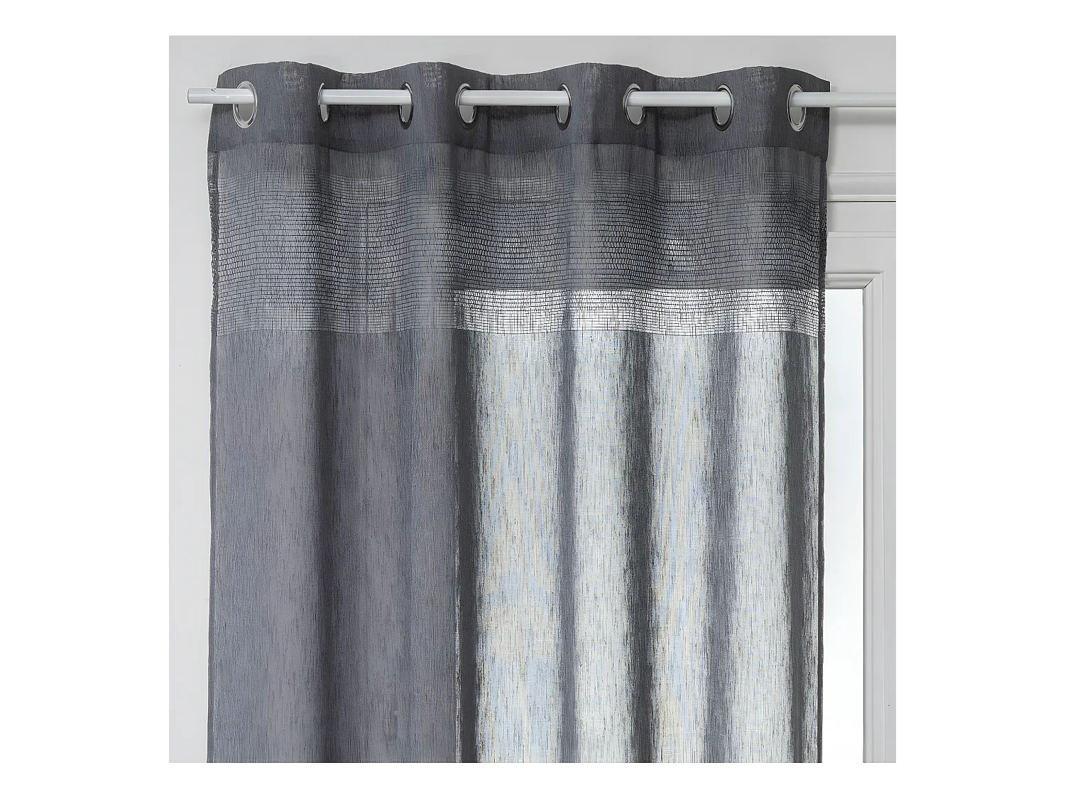 Voilage à œillets Gris effet lin avec motifs ajourés 140 x 240 cm