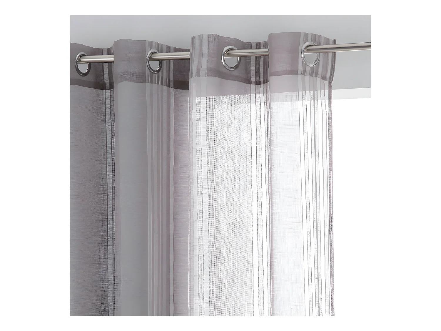 Voilage à œillets Gris motif lignes épurées 140 x 240 cm