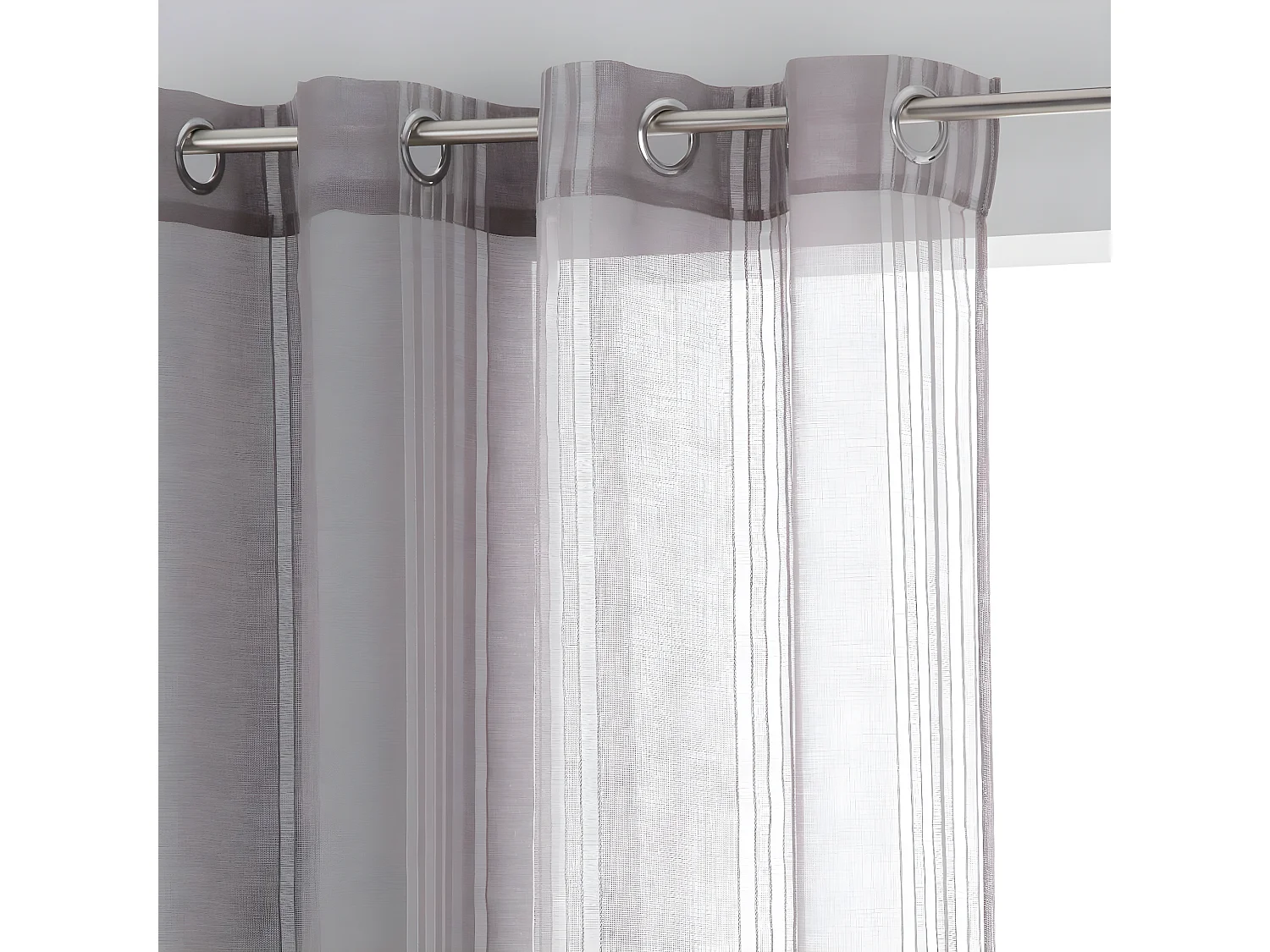 Voilage à œillets Gris motif lignes épurées 140 x 240 cm