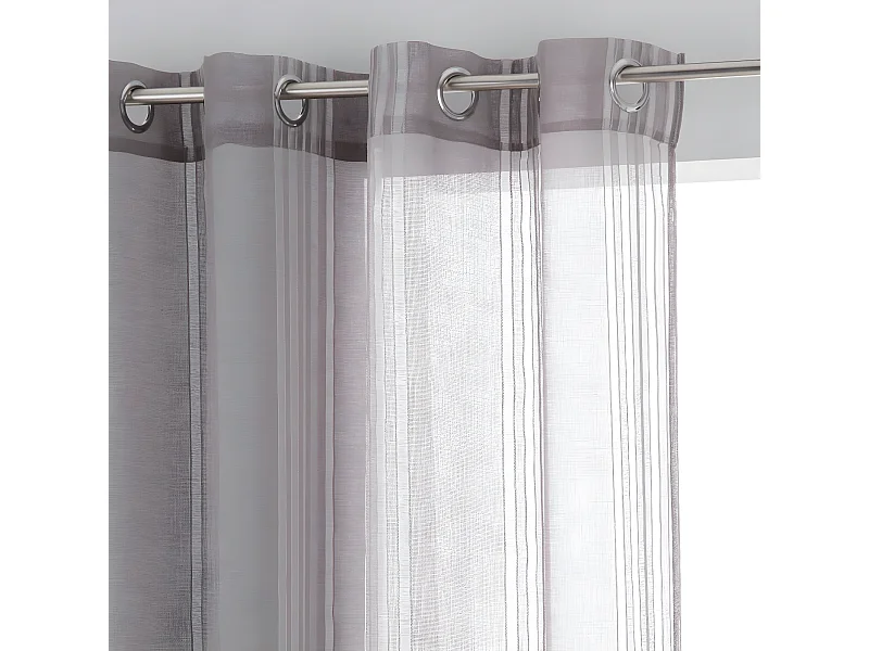 Voilage à œillets Gris motif lignes épurées 140 x 240 cm