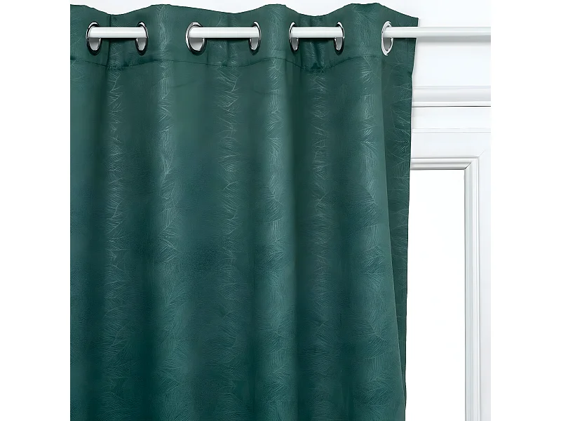Rideau à œillets Occultant Vert Feuille en relief 140 x 260 cm