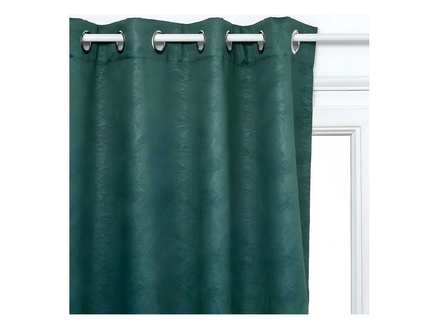 Rideau à œillets Occultant Vert Feuille en relief 140 x 260 cm