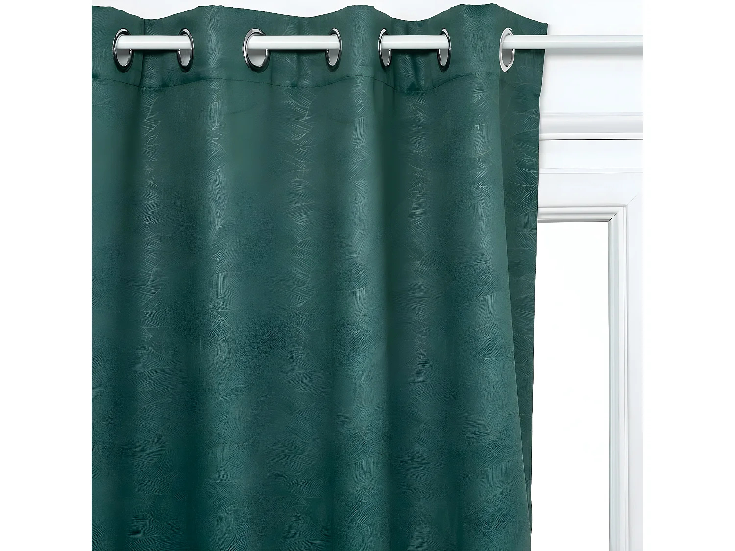 Rideau à œillets Occultant Vert Feuille en relief 140 x 260 cm