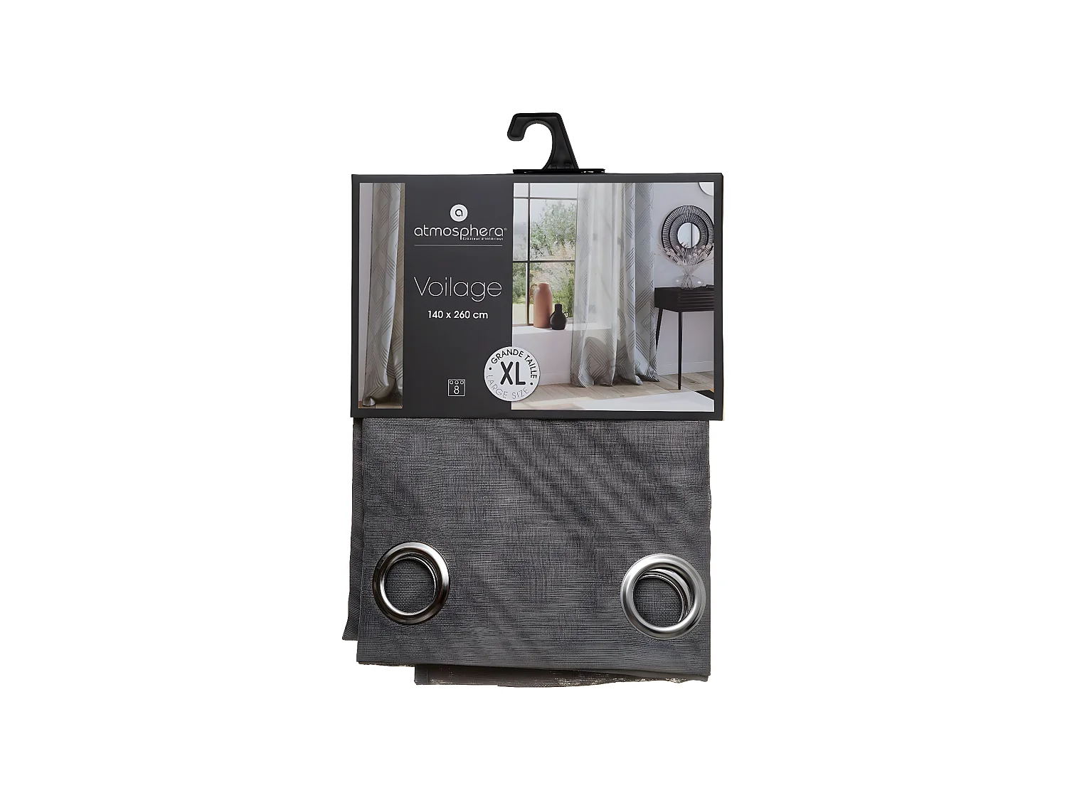 Voilage Jacquard Gris Enzo 140 x 260 cm