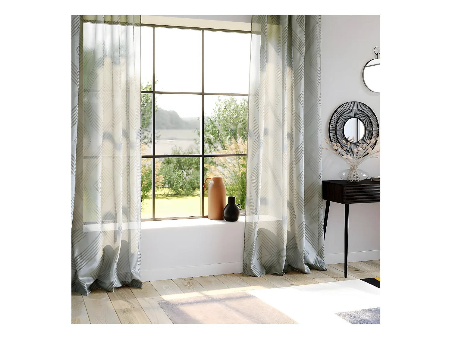 Voilage Jacquard Gris Enzo 140 x 260 cm