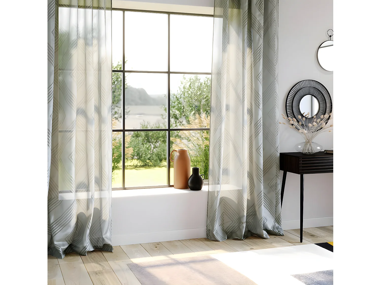 Voilage Jacquard Gris Enzo 140 x 260 cm