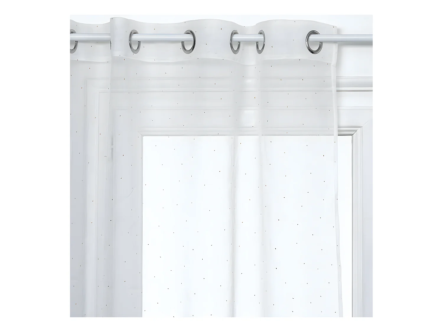 Voilage à œillets Blanc motif Pois Or en relief 140 x 240 cm