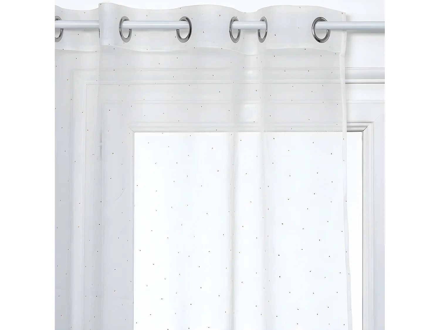 Voilage à œillets Blanc motif Pois Or en relief 140 x 240 cm