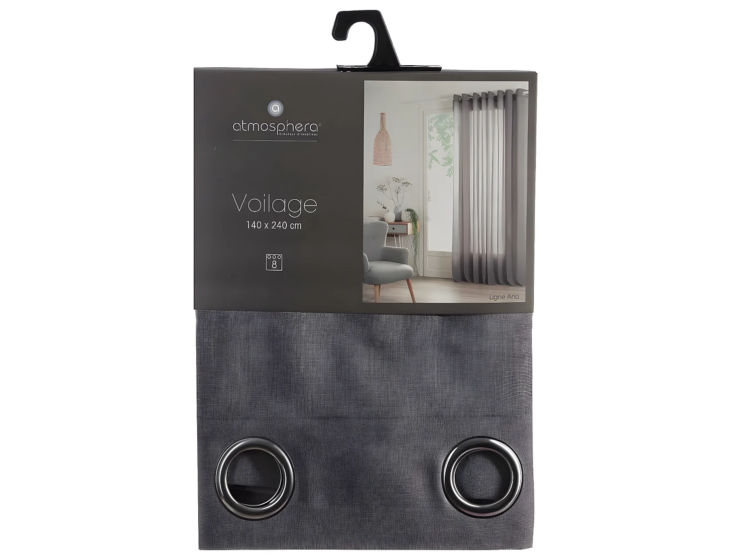 Voilage à œillets Ana Gris 140 x 240 cm