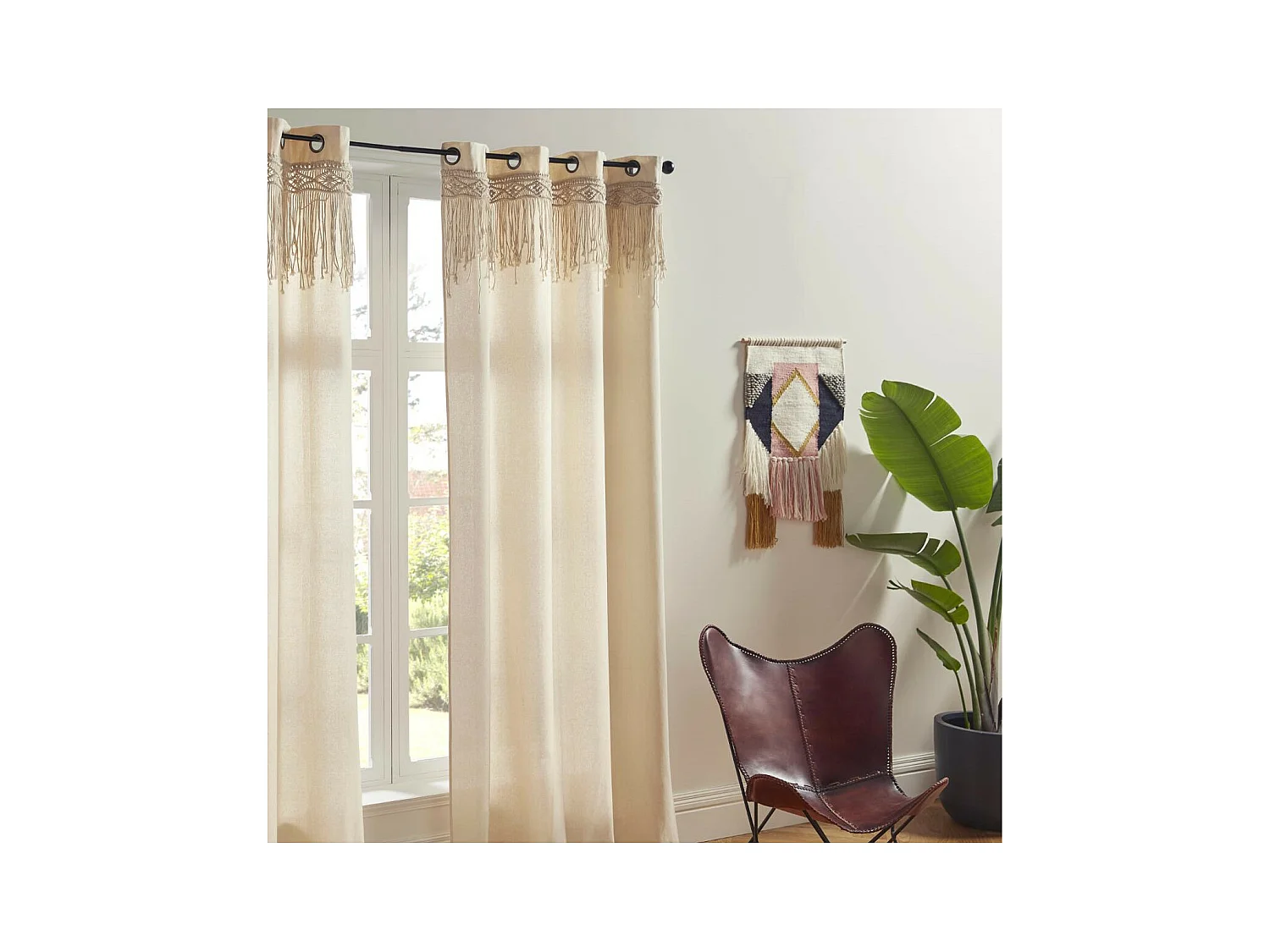 Rideau à œillets Macramé en Coton 140 x 260 cm