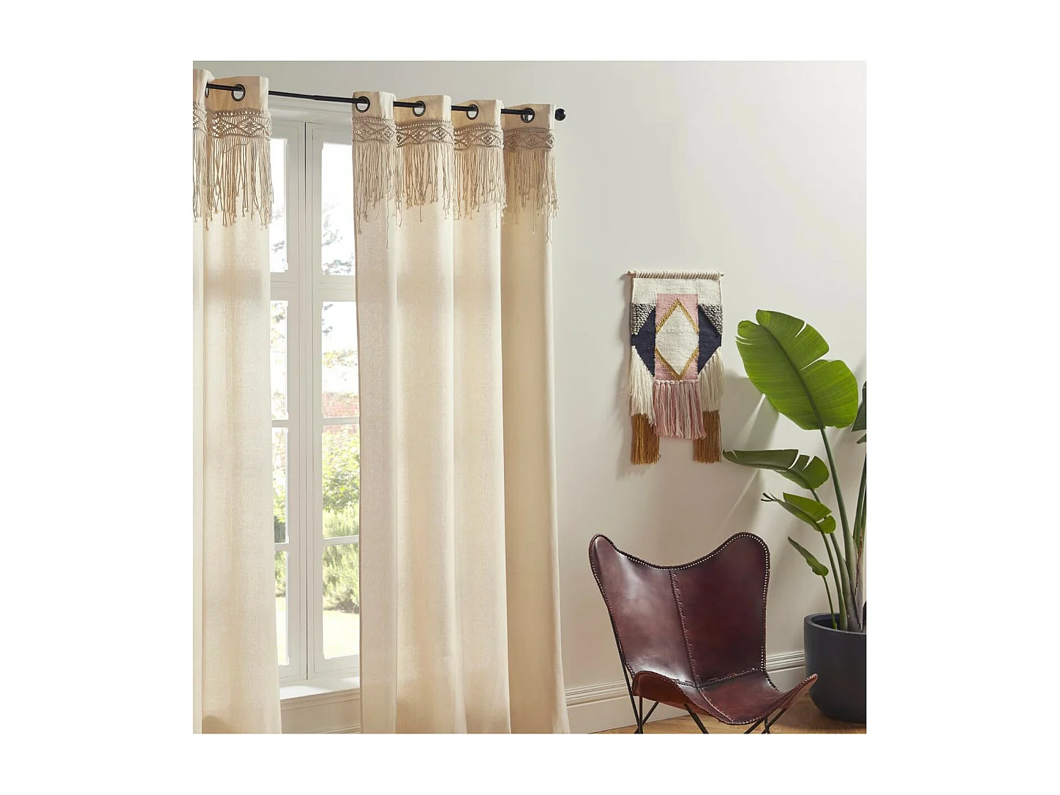 Rideau à œillets Macramé en Coton 140 x 260 cm