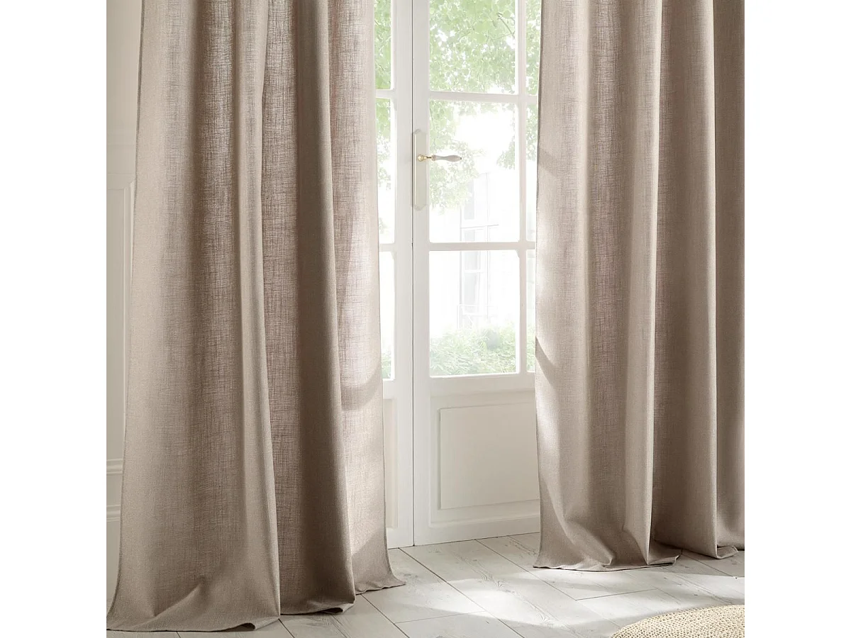 Rideau à œillets Tissu Beige Lin 140 x 260 cm