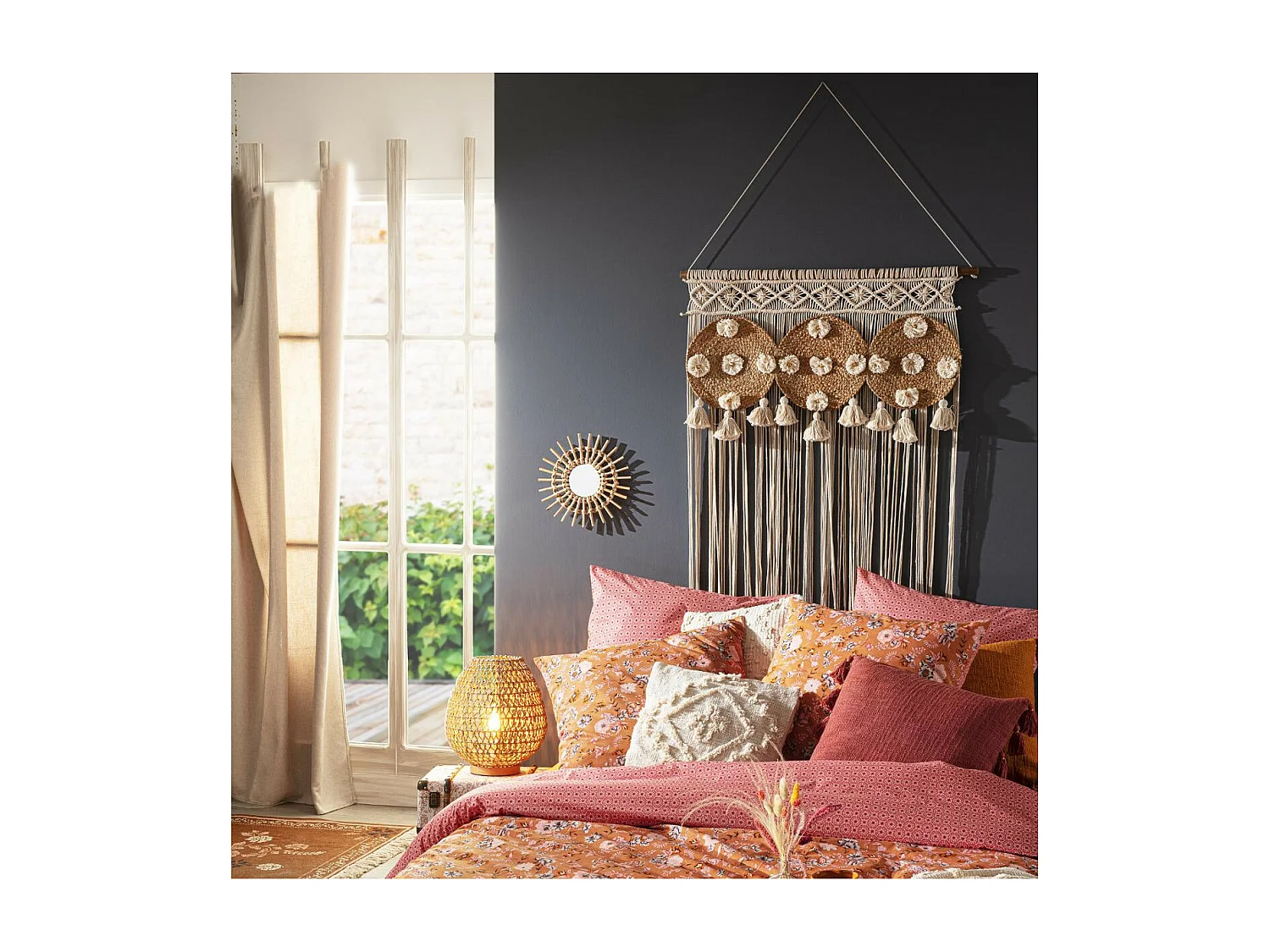 Rideau fil macramé en Jute et Coton 90 x 200 cm