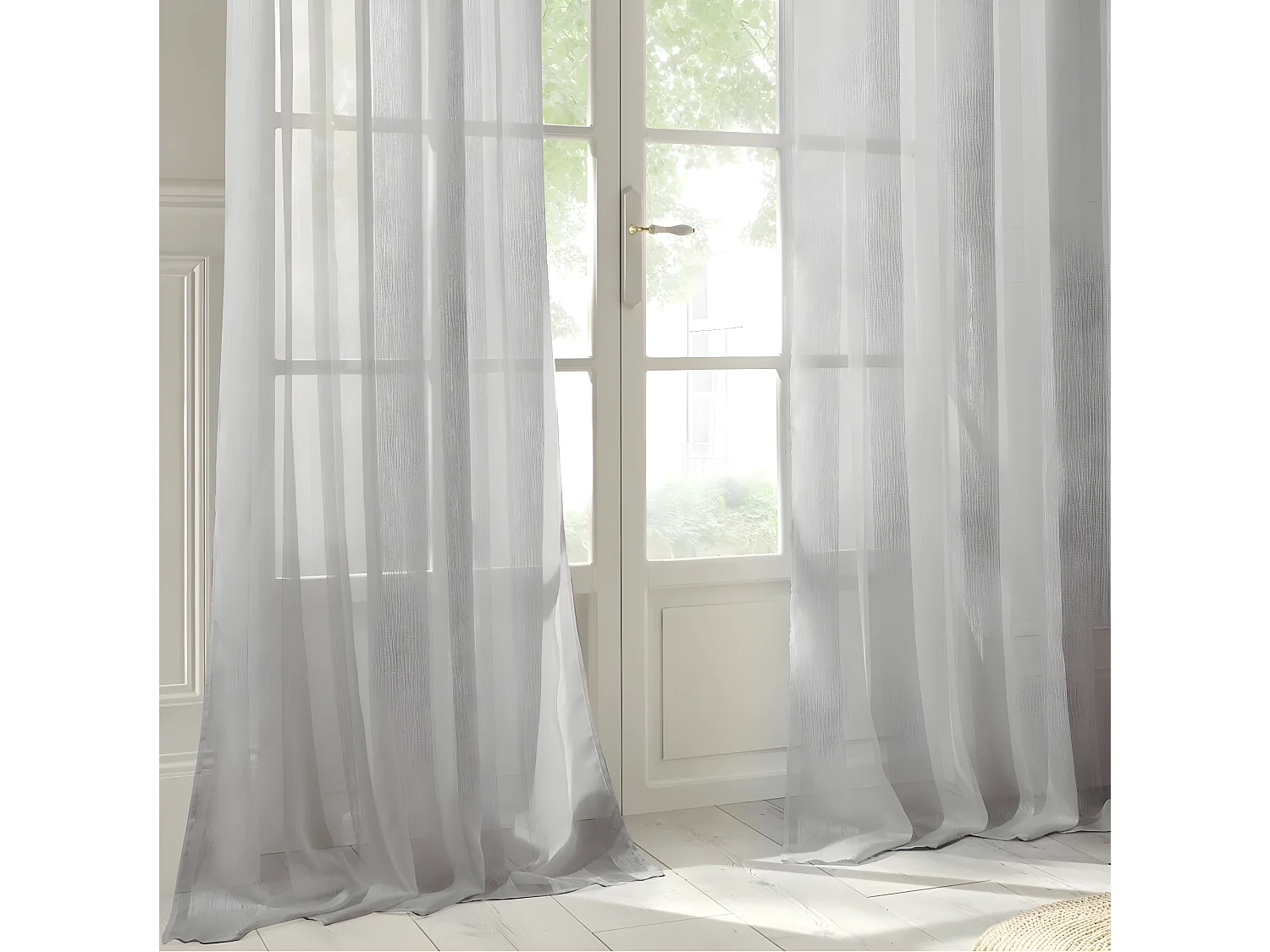 Voilage à œillets Gris motif  lignes verticales 140 x 240 cm