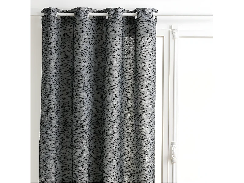 Rideau à œillets texturé Aska noir 140 x 260 cm