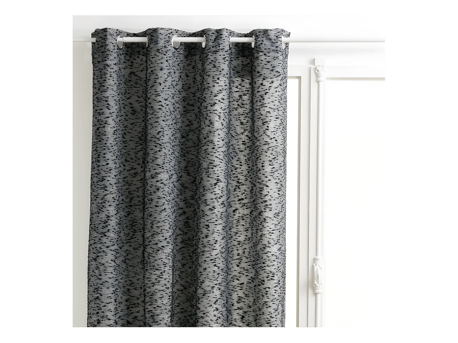 Rideau à œillets texturé Aska noir 140 x 260 cm