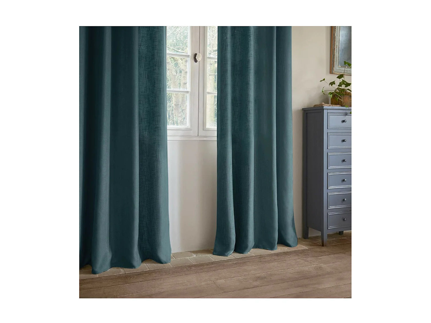 Rideau à œillets Bleu Canard 140 x 260 cm