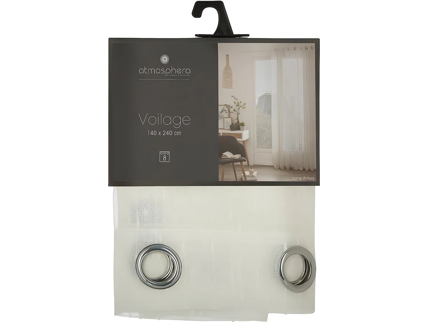 Voilage à œillets Ivoire avec relief 140 x 240 cm