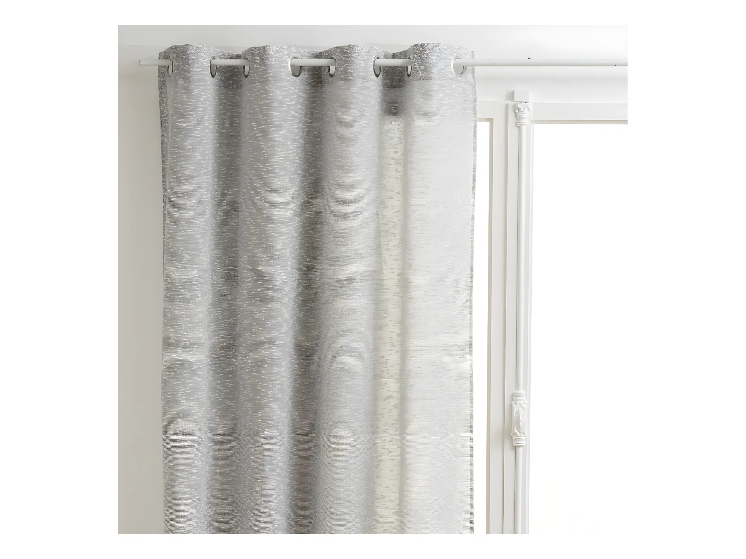 Rideau à œillets texturé Aska Gris 140 x 260 cm