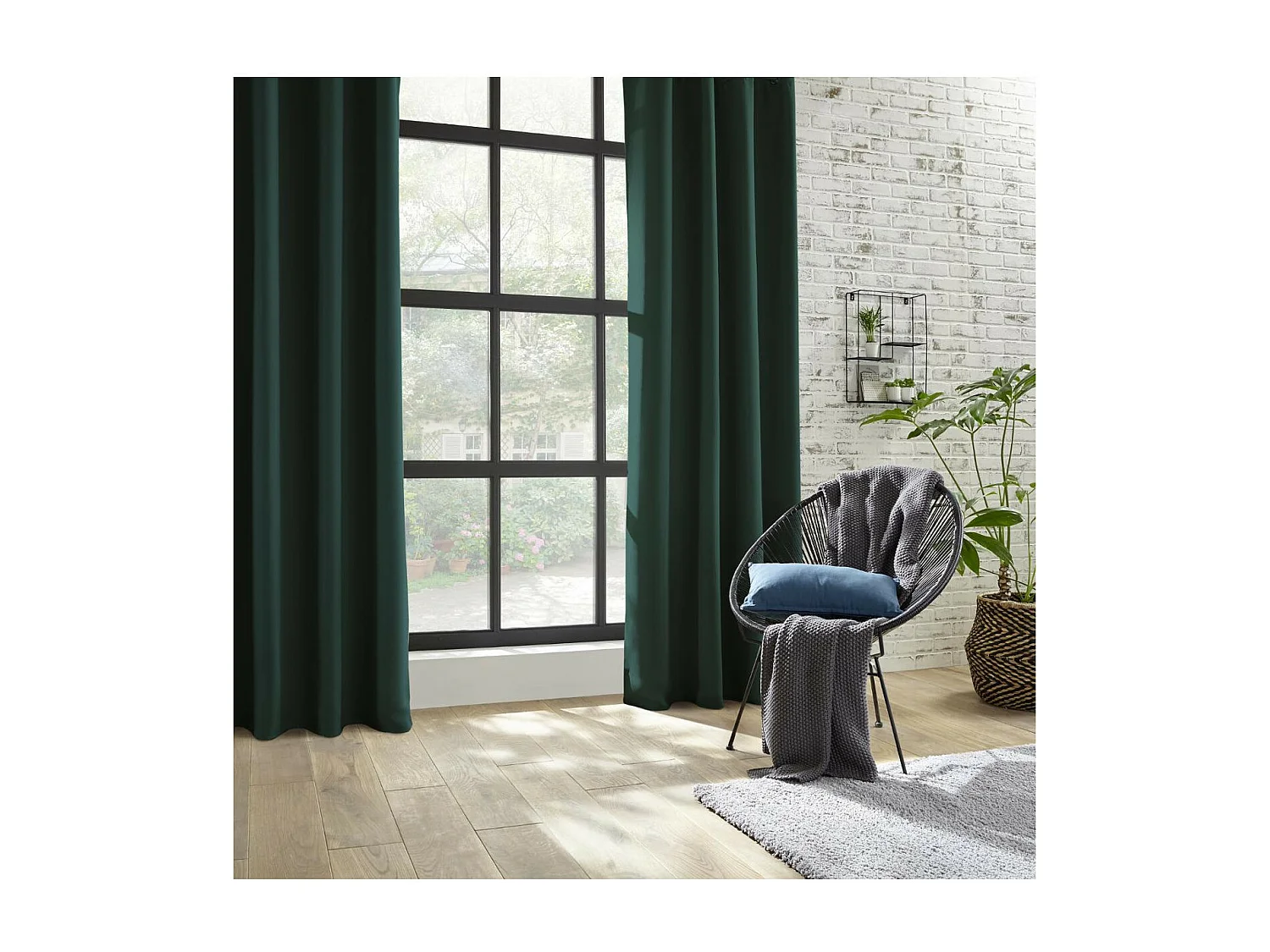 Rideau à œillets Occultant Vert cèdre 140 x 260 cm