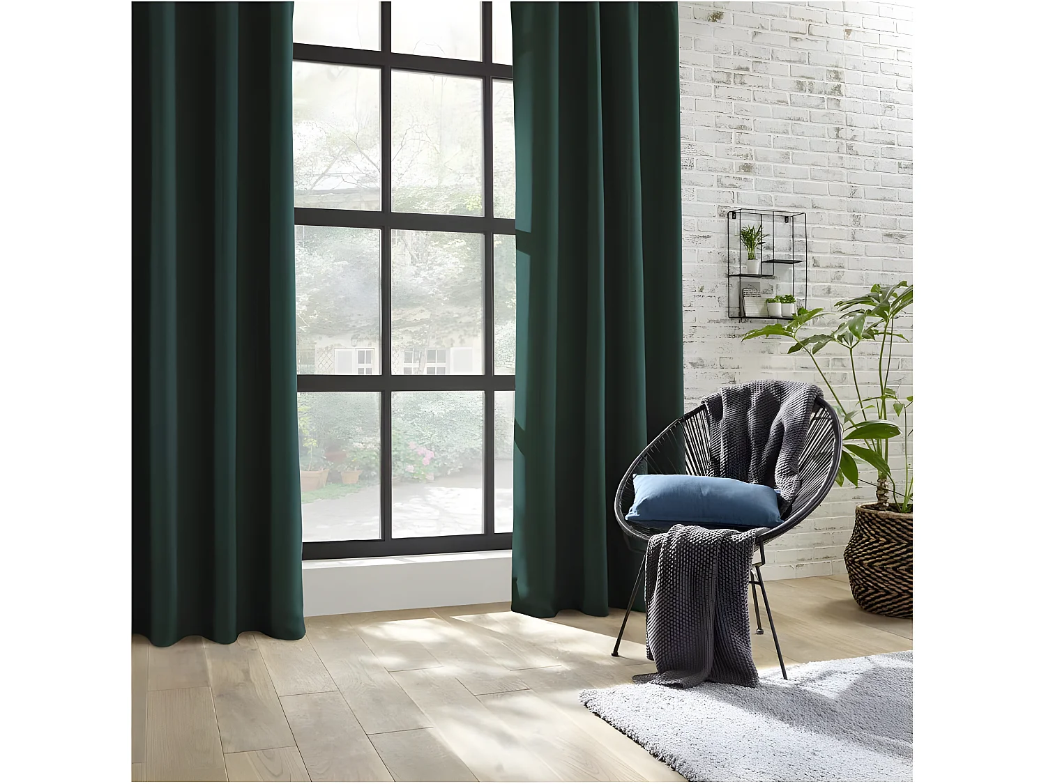 Rideau à œillets Occultant Vert cèdre 140 x 260 cm