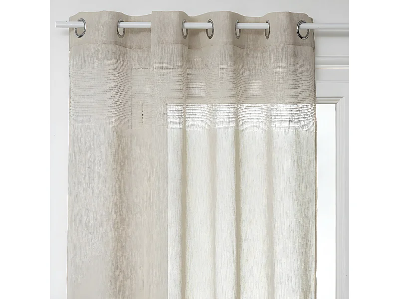 Voilage à œillets Beige effet lin avec motifs ajourés 140 x 240 cm