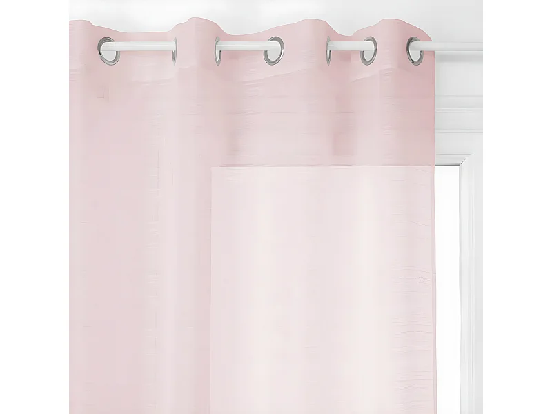 Voilage à œillets Rose tissage à rayures 140 x 240 cm