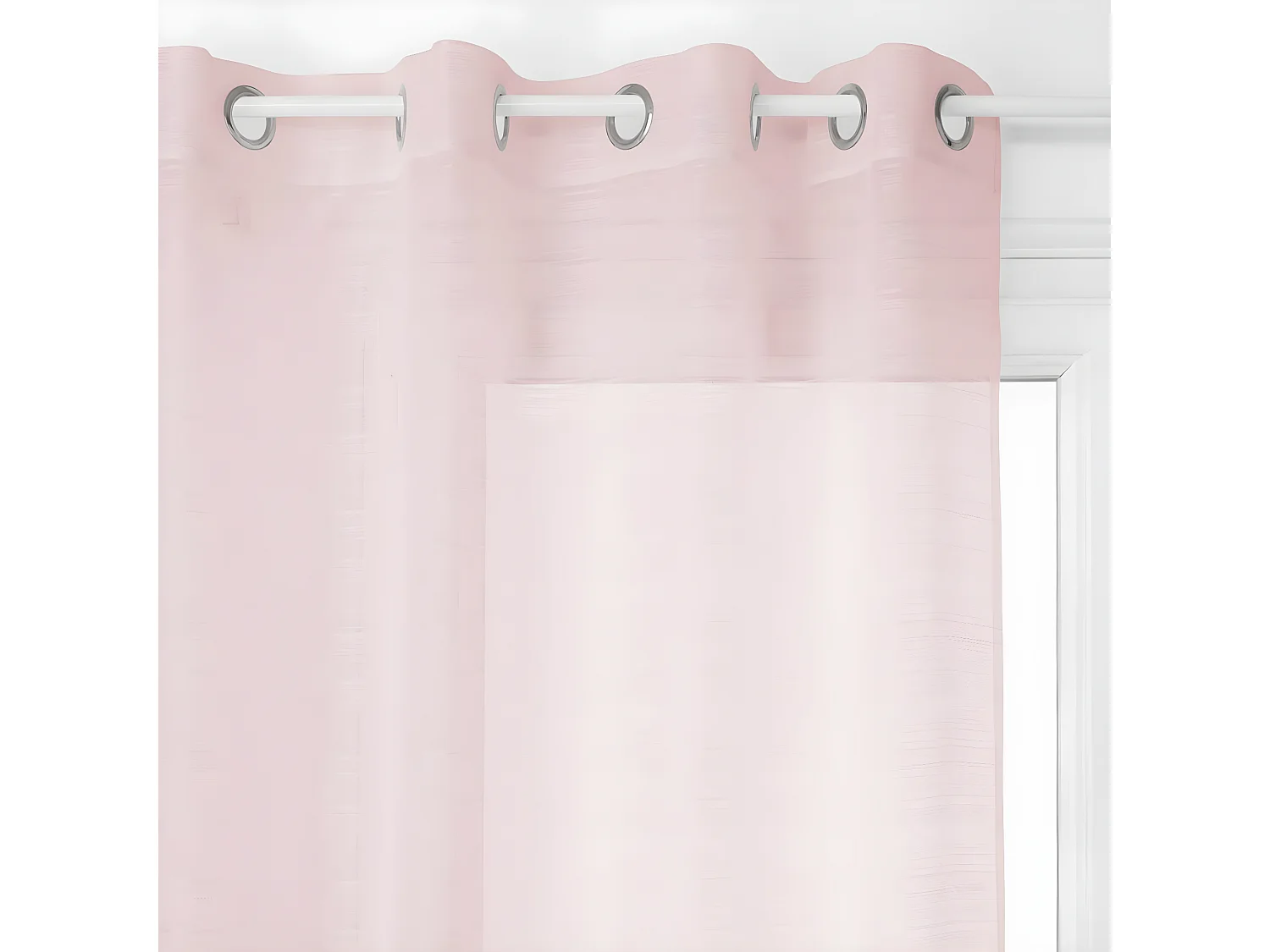 Voilage à œillets Rose tissage à rayures 140 x 240 cm