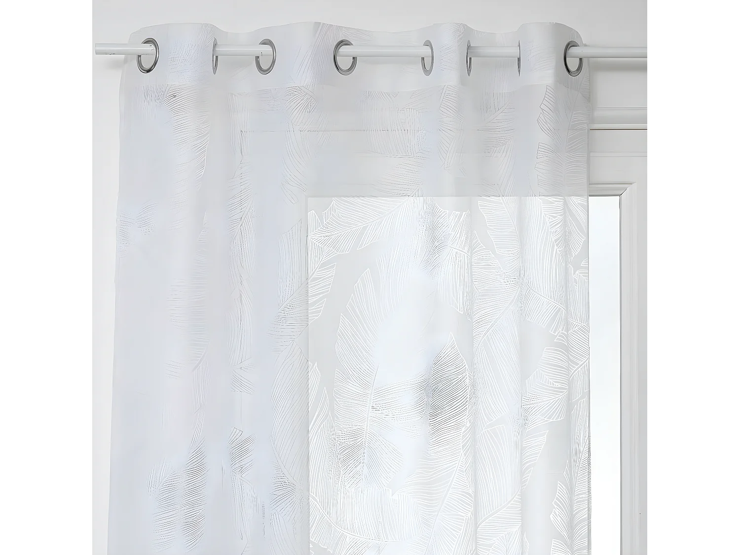 Voilage à œillets Blanc motif Feuille 140 x 240 cm
