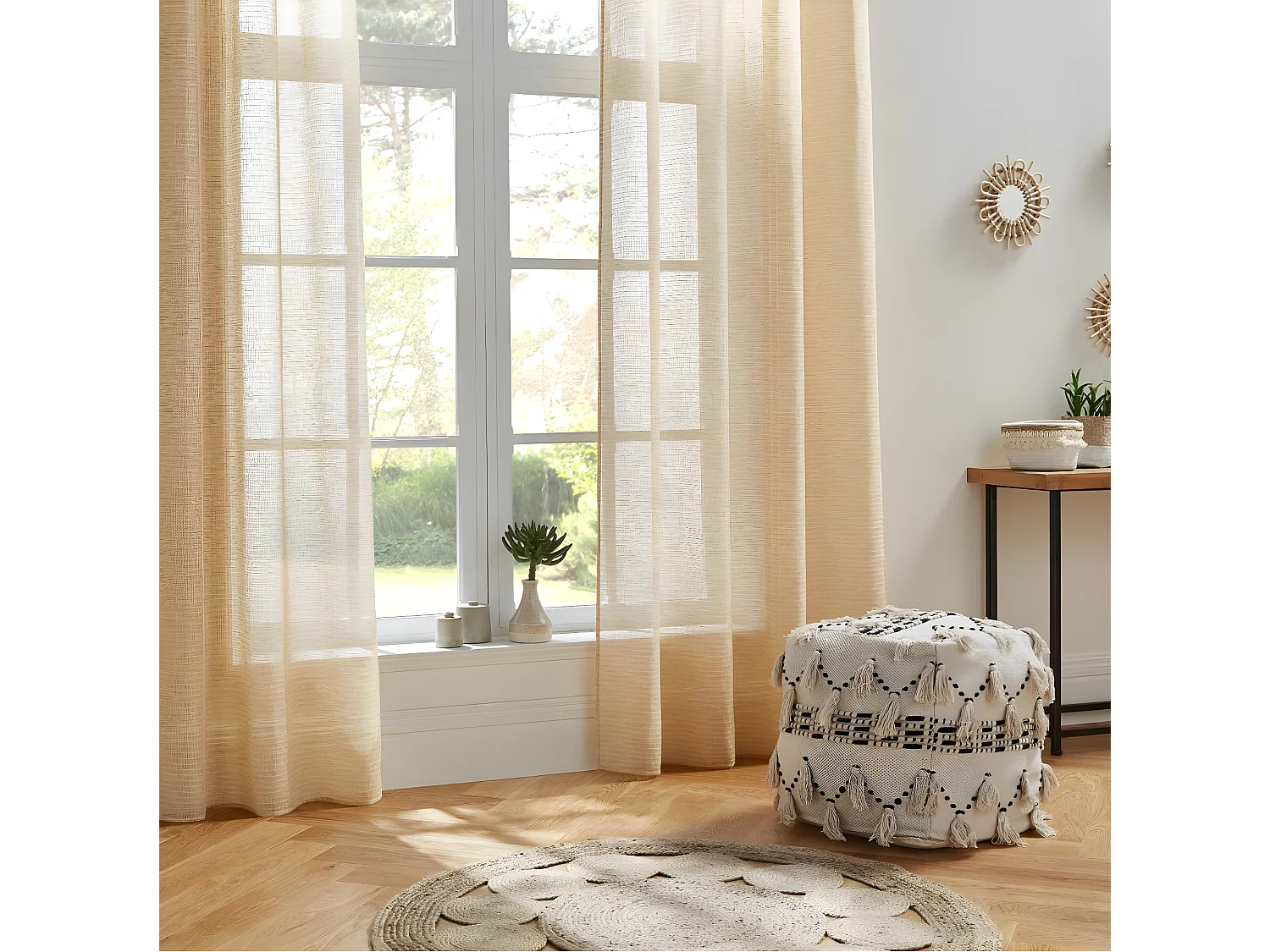 Voilage à œillets Jaune Ocre 140 x 240 cm