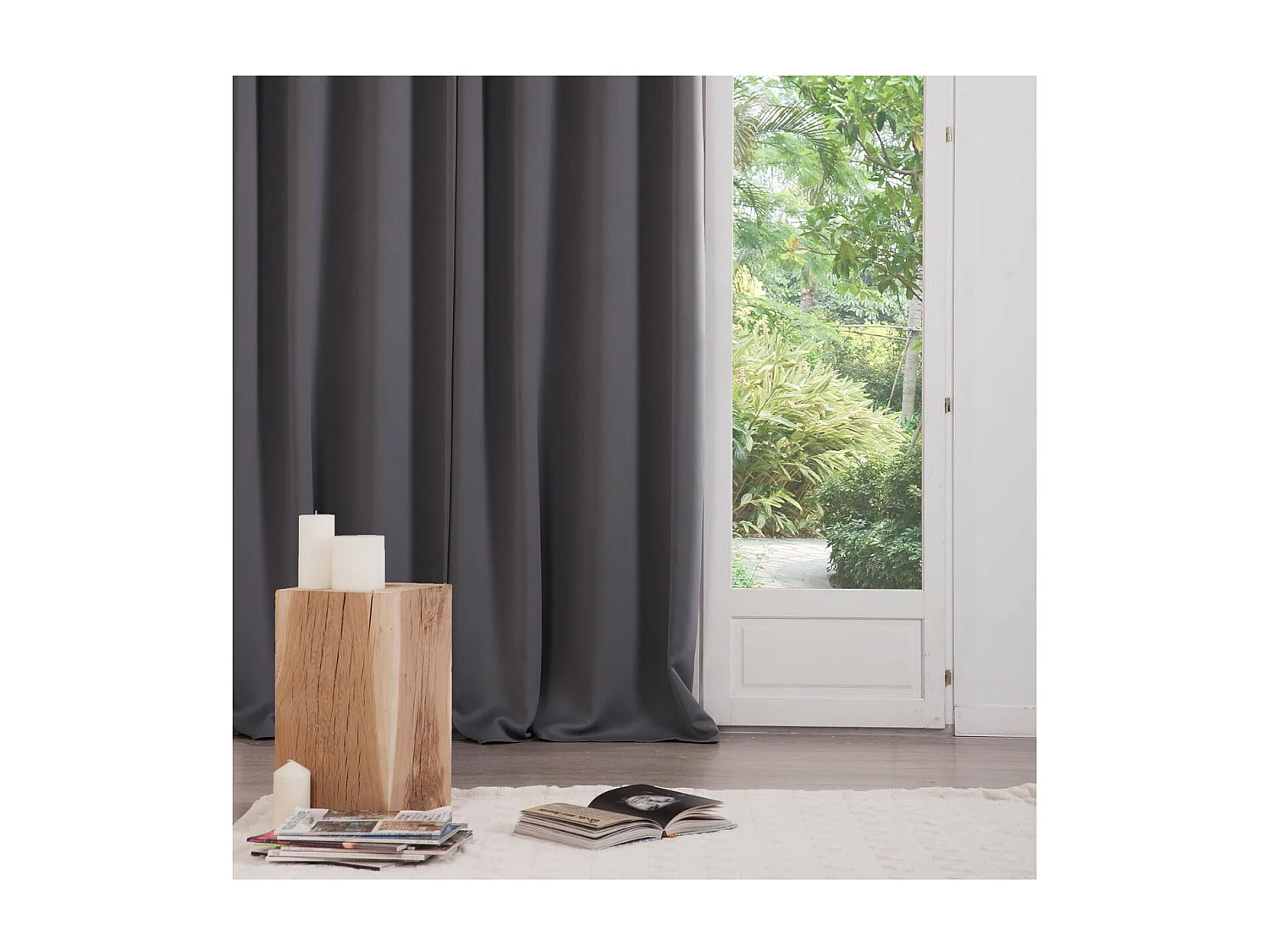 Lot de 2 Rideaux Occultants Gris foncé 135 x 240 cm