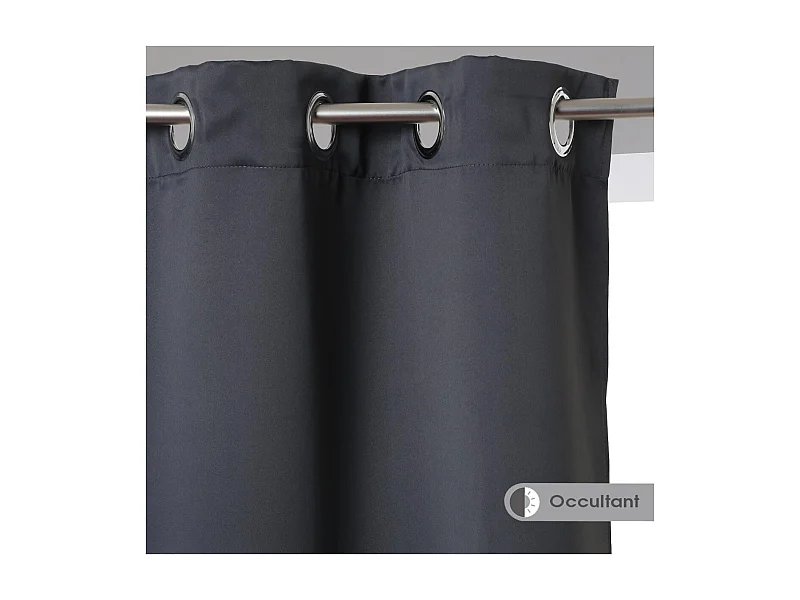Lot de 2 Rideaux Occultants Gris foncé 135 x 240 cm