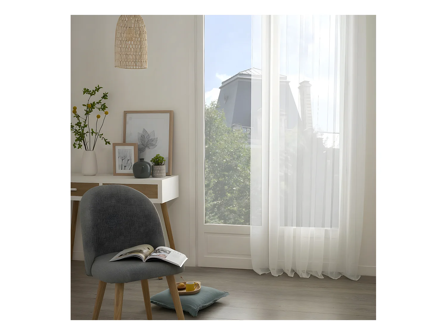 Voilage à œillets Blanc 135 x 240 cm