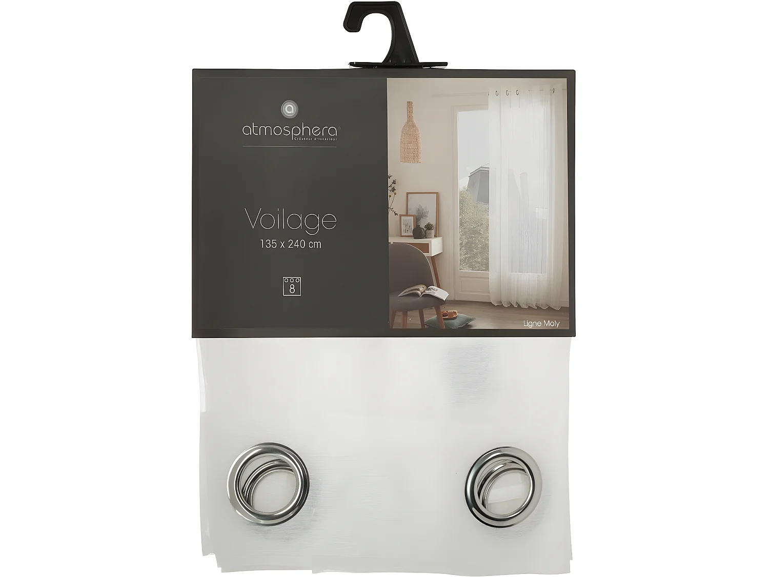 Cortina fina lisa con ojales