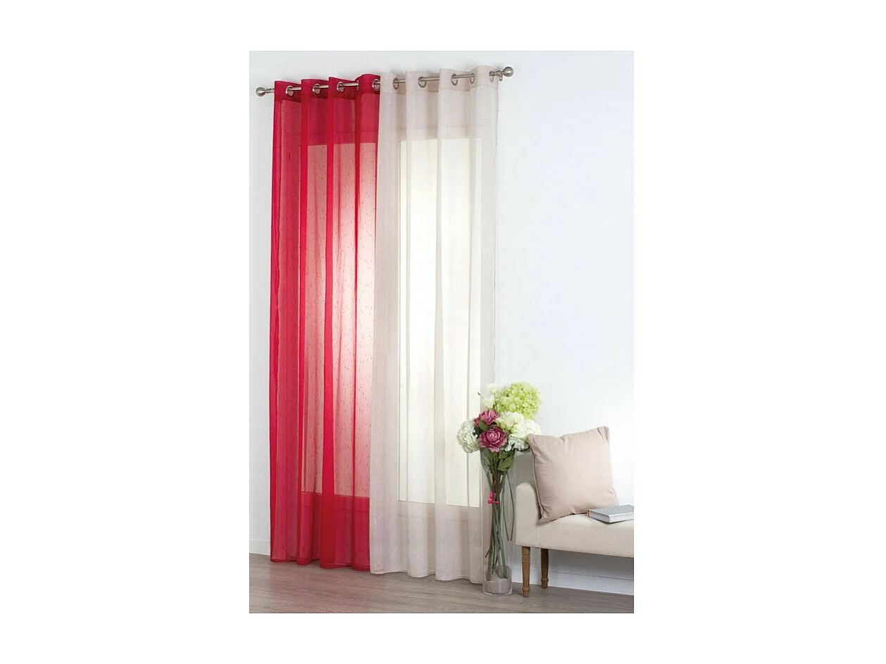 Voilage à œillets Beige Lin avec de fines rayures 140 x 240 cm