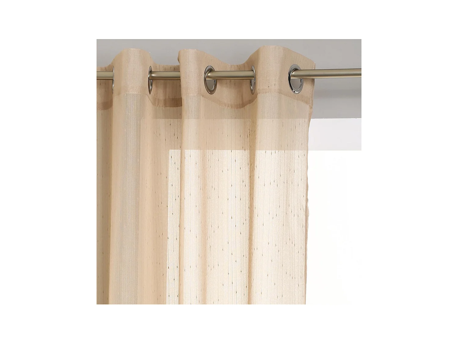 Voilage à œillets Beige Lin avec de fines rayures 140 x 240 cm