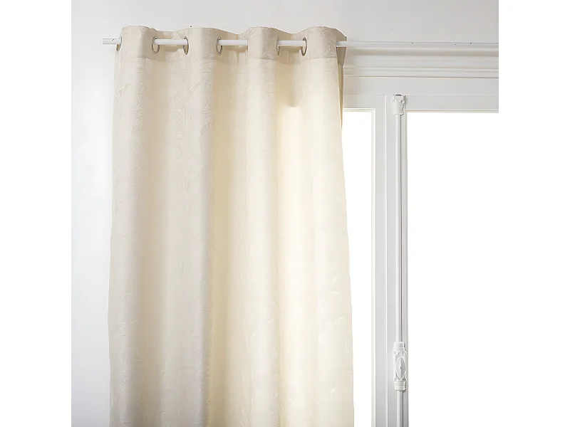 Rideau à œillets Ivoire motif jacquard 140 x 260 cm