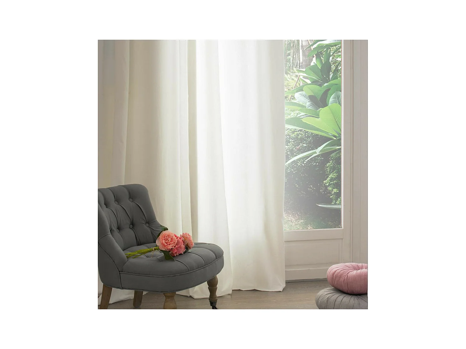 Rideau à œillets effet suédine Ivoire 140 x 260 cm