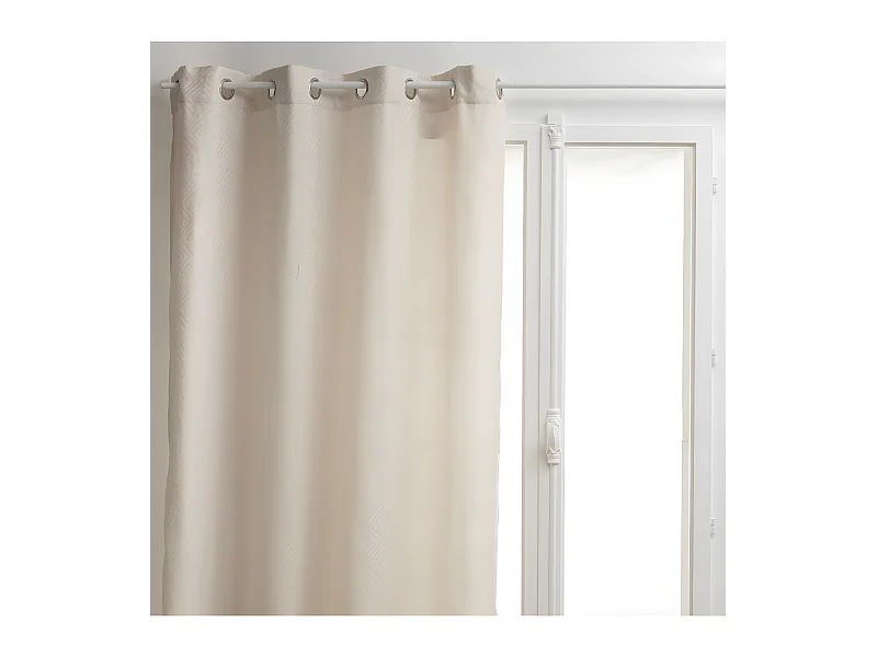 Rideau à œillets motif jacquard Beige Lin 140 x 260 cm