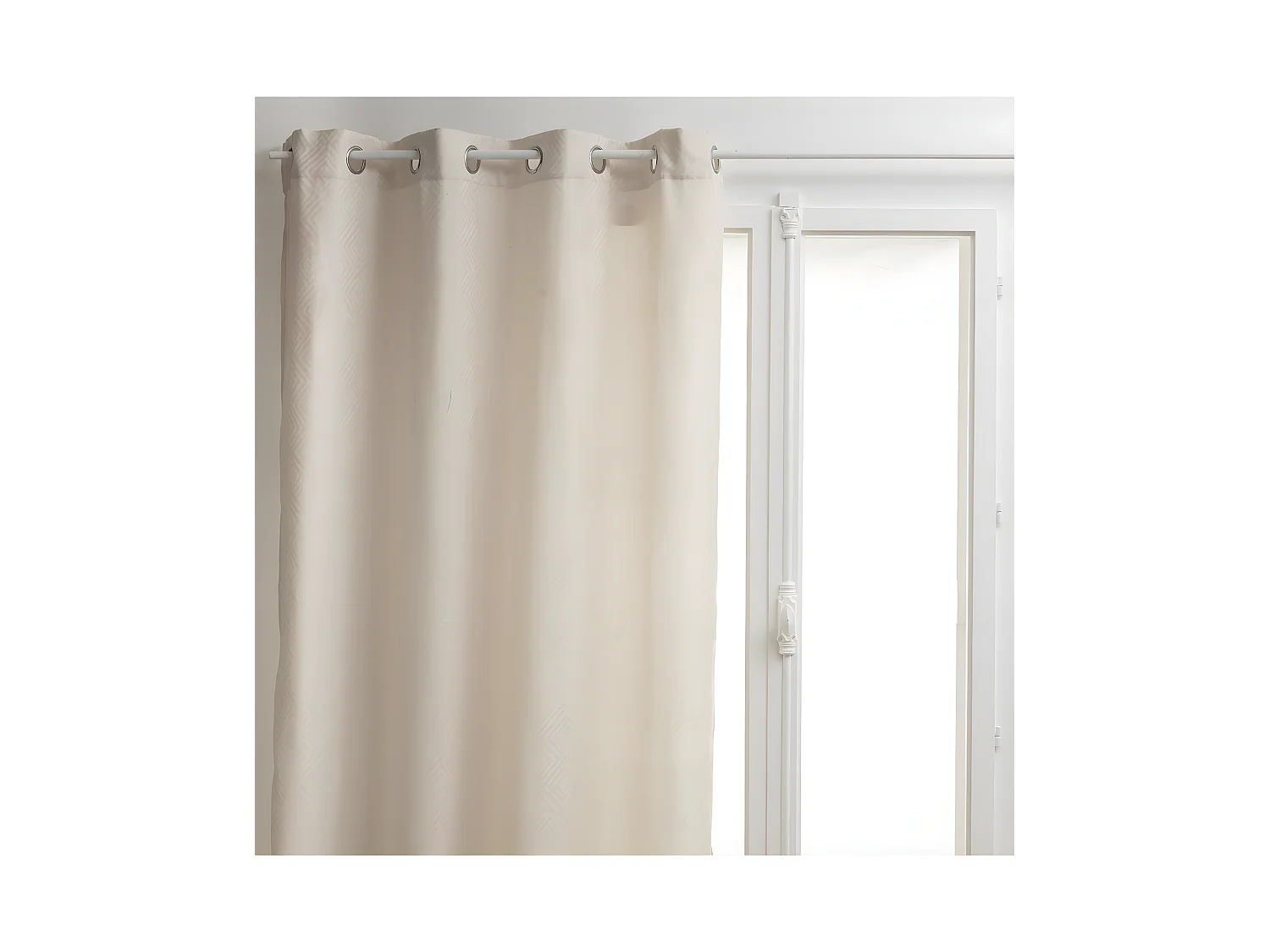 Rideau à œillets motif jacquard Beige Lin 140 x 260 cm