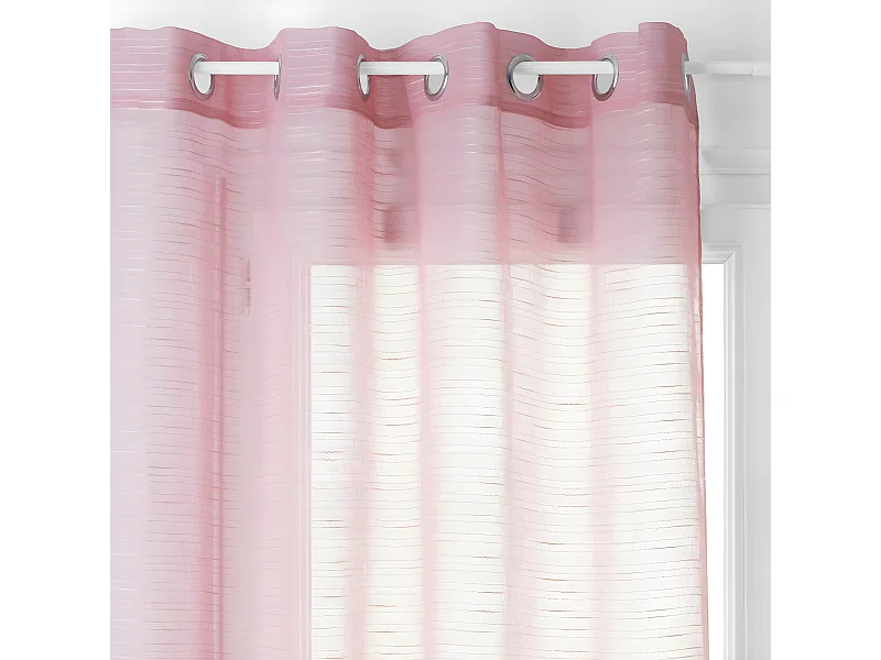 Voilage à œillets Rose texturé 140 x 240 cm