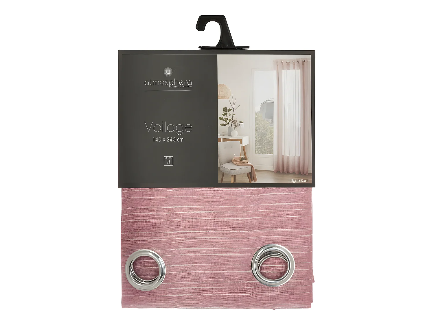 Voilage à œillets Rose texturé 140 x 240 cm