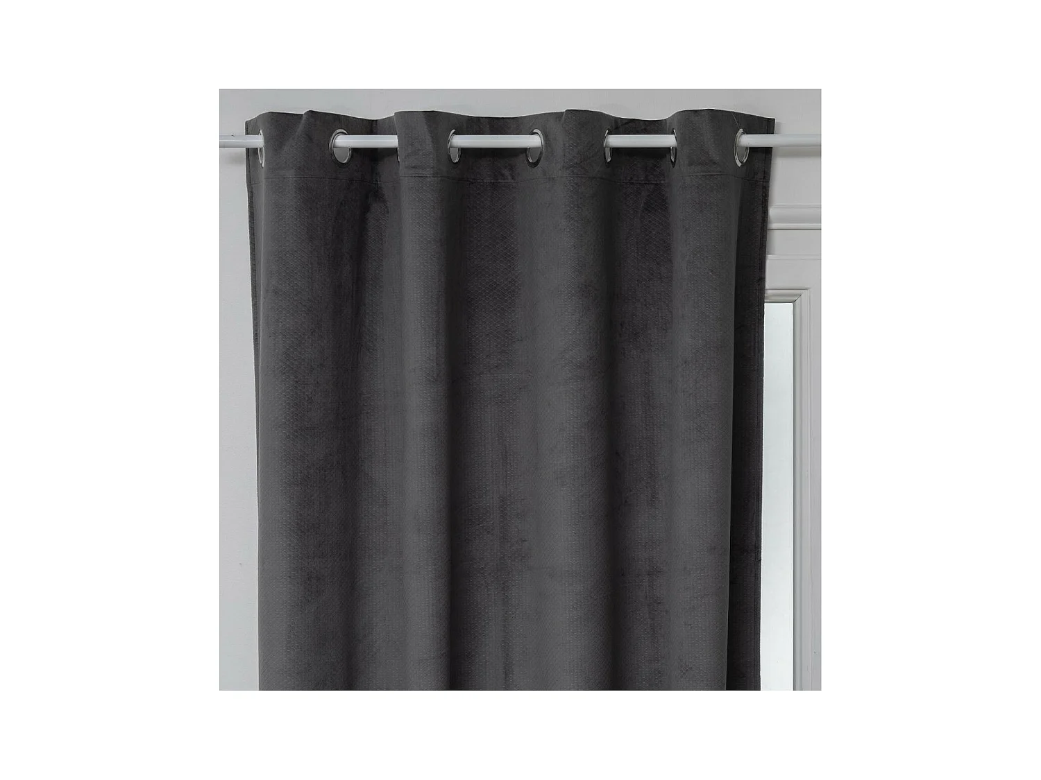 Rideau à œillets Occultant en Velours Gris motif en relief 140 x 260 cm