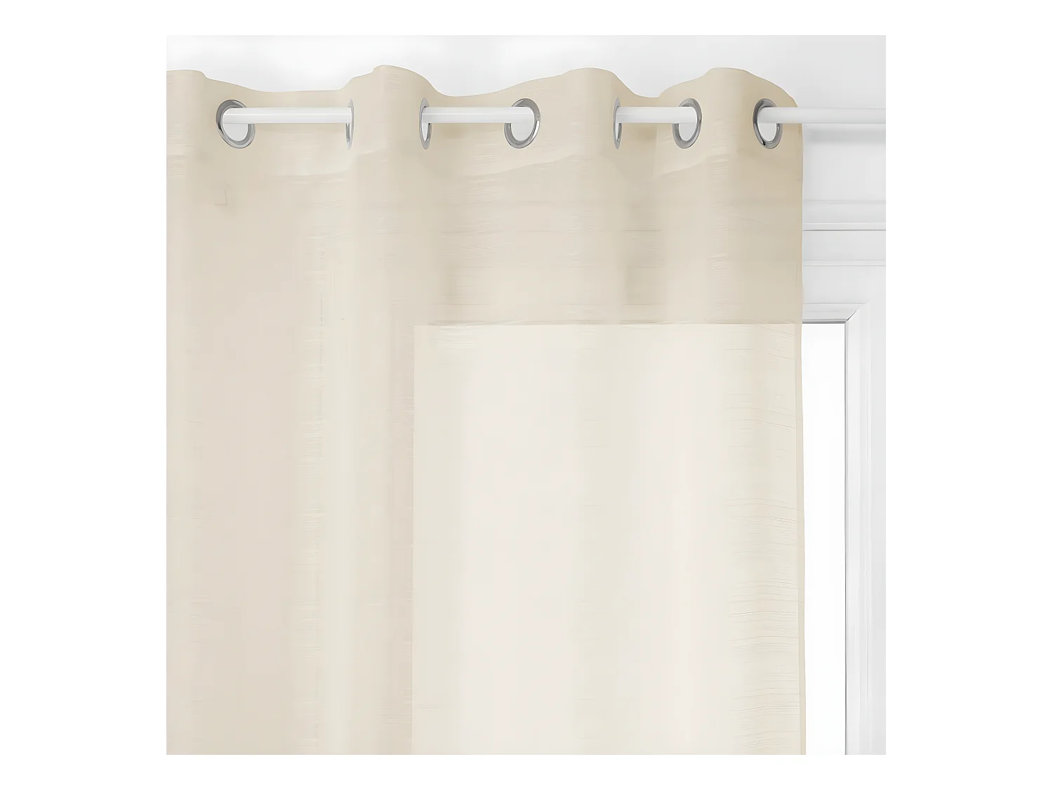 Voilage à œillets Beige Lin tissage à rayures 140 x 240 cm