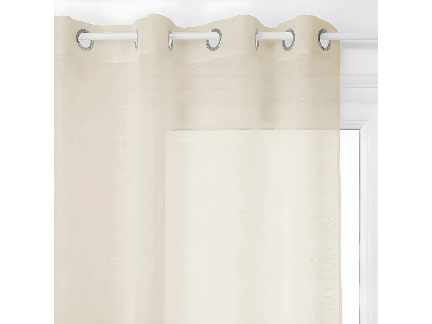 Voilage à œillets Beige Lin tissage à rayures 140 x 240 cm